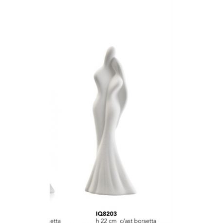 Statua coppia in gres porcellanato bianco (IQ8203)