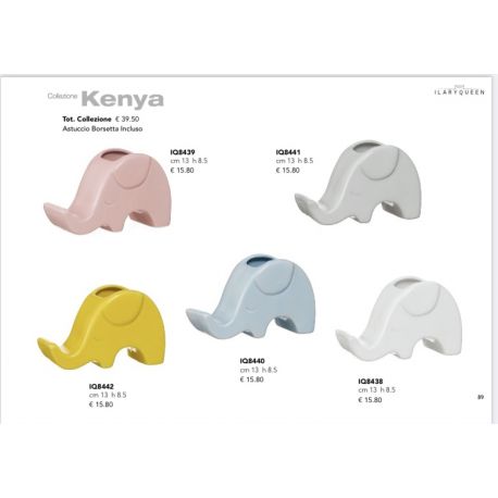 Portaoggetti elefante in porcellana lucida bianca (IQ8438)