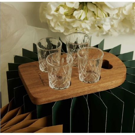 Vassoio acacia con 4 bicchierini (cl26065)