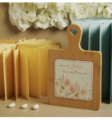 Tagliere acacia decoro floreale rosa (cl26084)