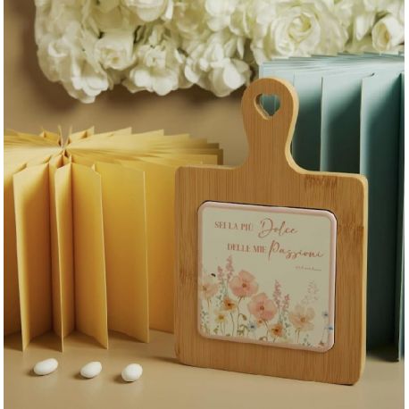 Tagliere acacia decoro floreale rosa (cl26084)