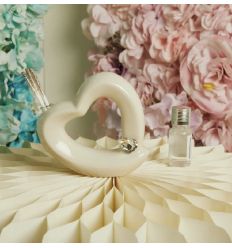 Diffusore cuore in ceramica con applicazione cuore silver (cl26114)