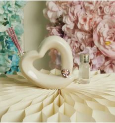 Diffusore cuore in ceramica con applicazione cuore rosa (cl26115)