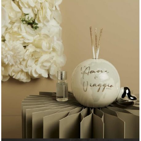 Diffusore globo grande con cuoricino argento (cl26124)