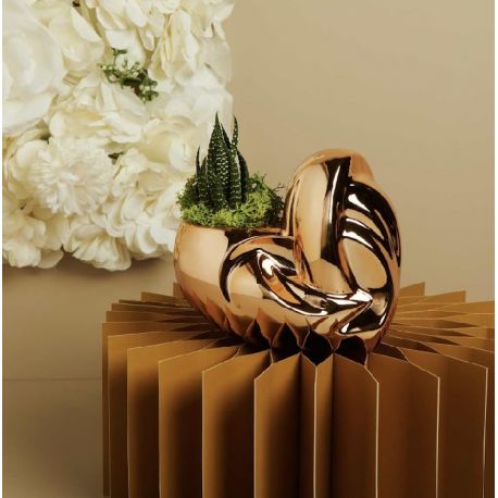 Portapianta cuore intrecciato in oro rosa (cl26134)