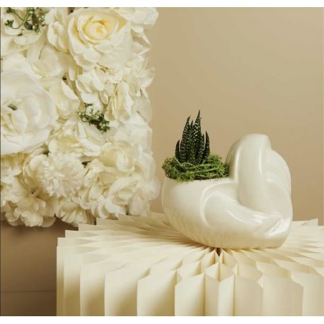 Portapianta cuore intrecciato bianco (cl26136)