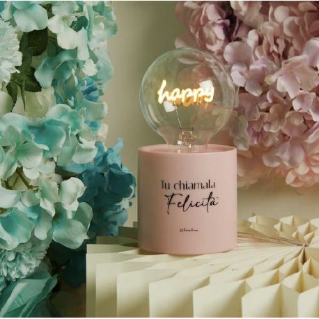 Lampada led rosa con luce scritta happy (cl26144)