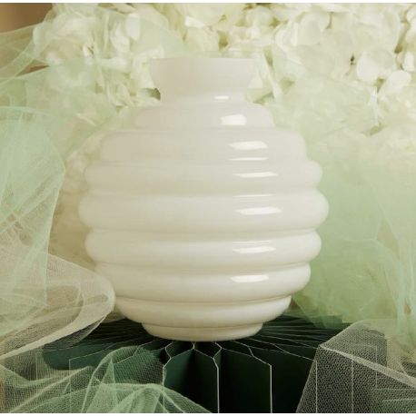 Vaso in vetro tondo grande bianco (cl26157)