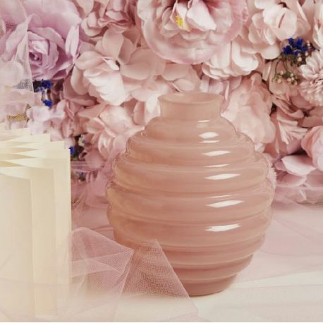 Vaso in vetro tondo piccolo rosa (cl26185)