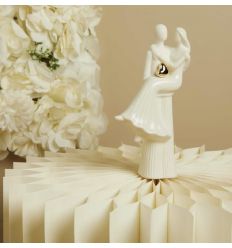 Coppia in porcellana bianca con cuore oro (cl26203)