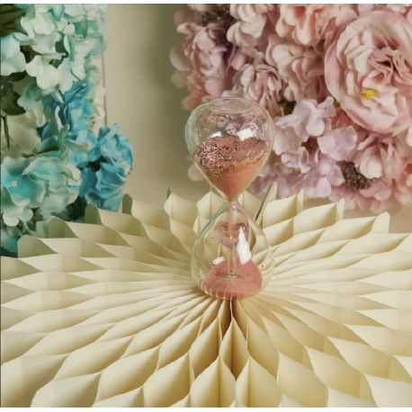 Clessidra in vetro con cuore rosa (cl26212)