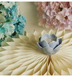 Candela in ninfea in porcellana azzurra (cl26225)