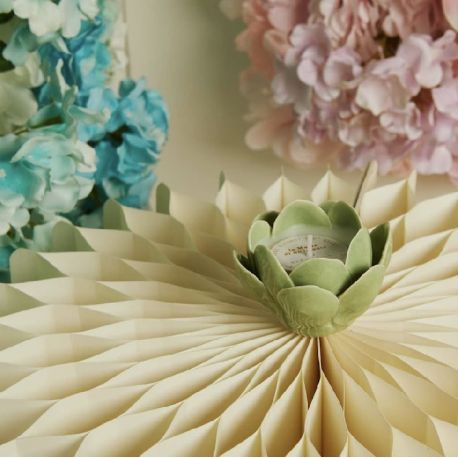 Candela in ninfea in porcellana verde (cl26227)