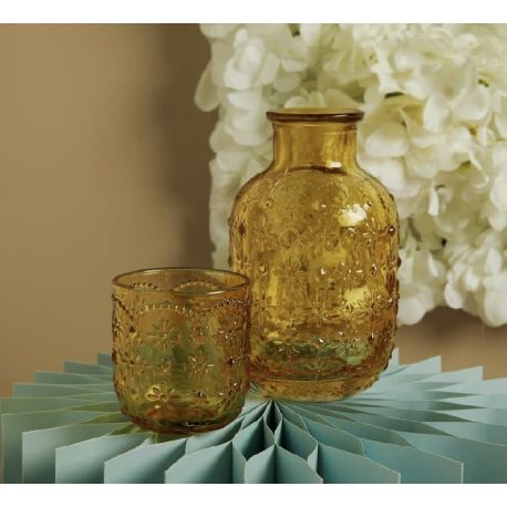 Set caraffa con bicchiere in vetro giallo (cl26253)