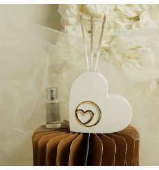 Diffusore cuore in gesso con applicazione in oro (cl26273)