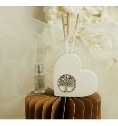 Diffusore cuore in gesso con applicazione albero della vita in argento (cl26275)