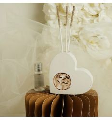 Diffusore cuore in gesso con applicazione mondo in oro rosa (cl26277)