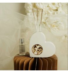 Diffusore cuore in gesso con applicazione mondo in oro (cl26279)