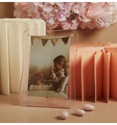 Portafoto ondulato rosa in plexyglass senza cuore (cl26311)