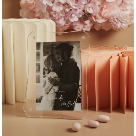 Portafoto ondulato bianco in plexyglass senza cuore (cl26313)