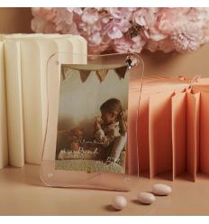 Portafoto ondulato rosa in plexyglass con cuore (cl26312)