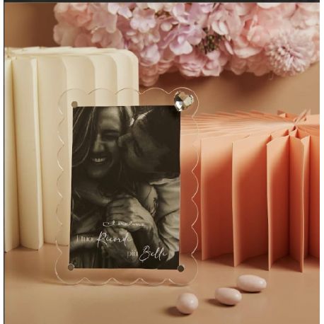 Portafoto nuvoletta bianco in plexyglass con cuore (cl26316)