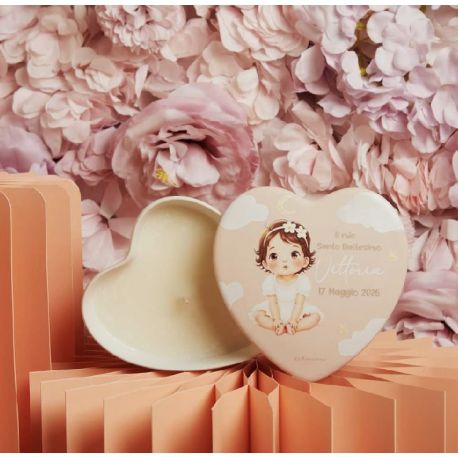 Scatola cuore con candela bimba (cl26354cand)