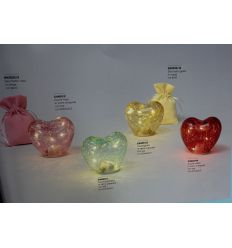 Cuore in vetro con ledi in vari colori con scatola (C4401)