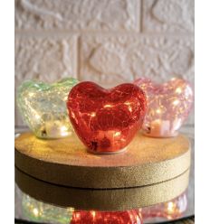 Cuore in vetro con ledi in vari colori con scatola (C4401)